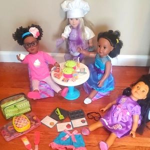 4 Fully Dressed 'My Life' Cititoy 18 Inch Dolls w/ 30+ Accessories & More!!